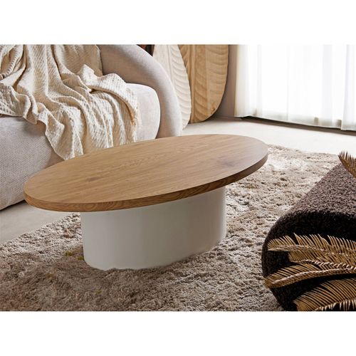 Table Basse Design Bois Naturel Et Blanc Pour Salon Élégant