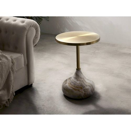 Table D'appoint Effet Marbre Et Doré Design Élégant
