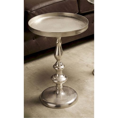 Bout de canapé Ronde En Aluminium Finition Argent Élégante