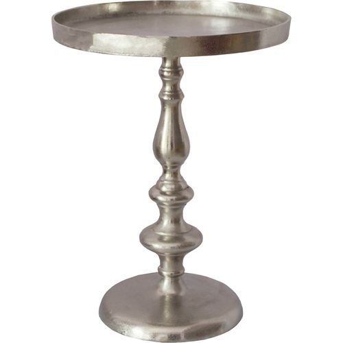 Bout de canapé Ronde En Aluminium Finition Argent Élégante