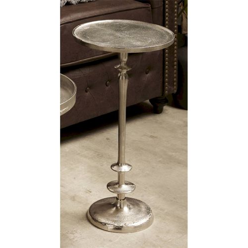 Table Dappoint Ronde En Aluminium Finition Argent Élégante