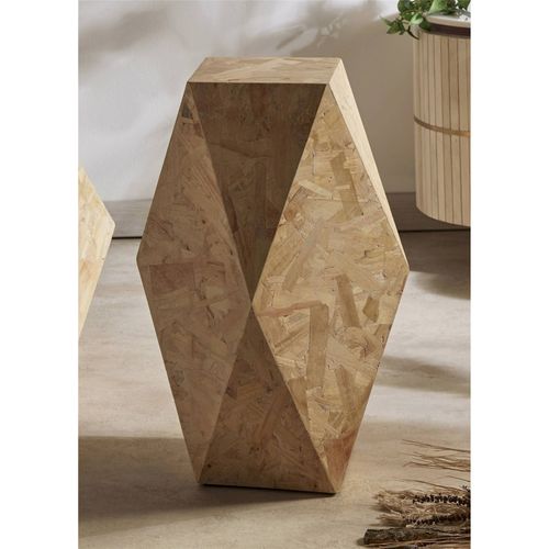 Table D Appoint Géométrique En Bois Naturel Style Contemporain