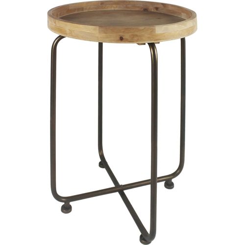 Table Dappoint Bois Métal Finition Naturelle Et Bronze