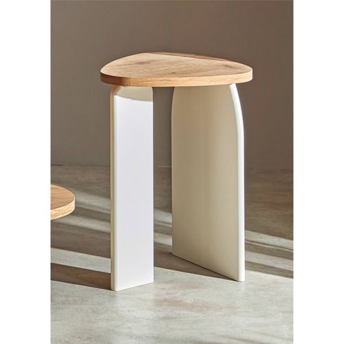 Table D'appoint Design Bois Naturel Et Blanc Style Contemporain