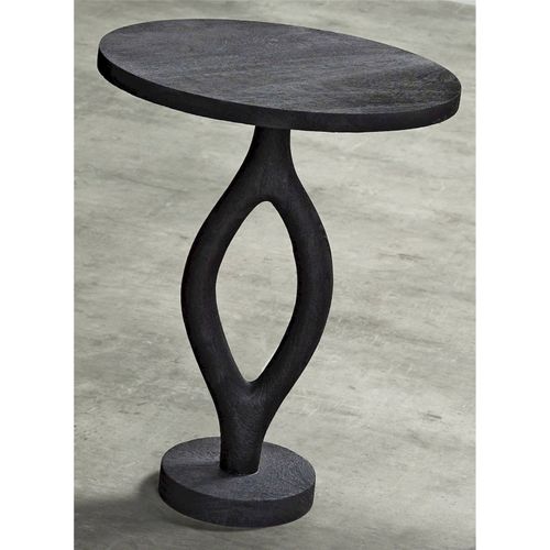 Table D'appoint Noire En Bois De Manguier Style Contemporain