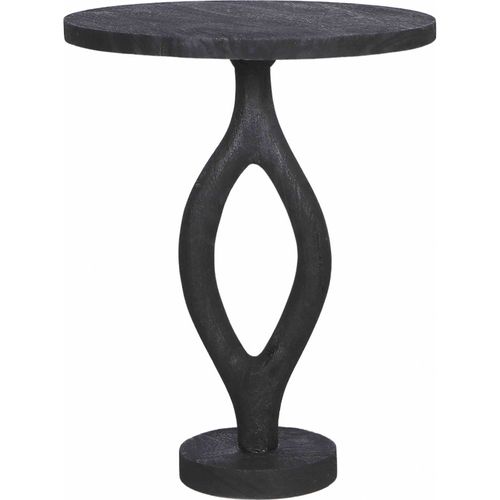 Table D'appoint Noire En Bois De Manguier Style Contemporain