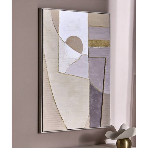 Tableau Abstrait Tons Terre Et Or Décoration Murale Élégante - 72 X 102 Cm