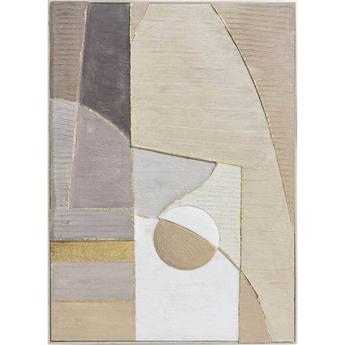 Tableau Abstrait Tons Terre Et Or Décoration Murale Élégante - 72 X 102 Cm