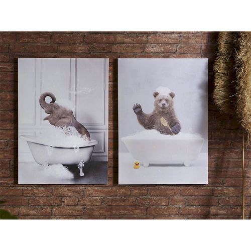 Tableau Animaux Rigolos Bain Décor Mural Contemporain