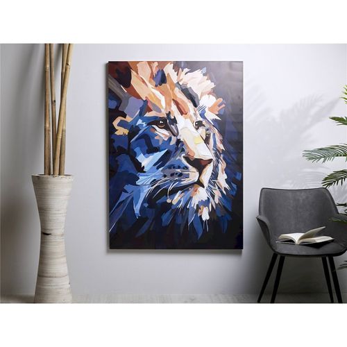 Tableau Lion Majestueux Fond Noir Décoration Murale Élégante