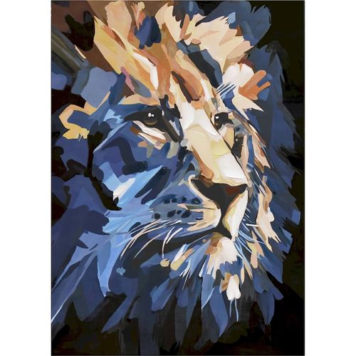 Tableau Lion Majestueux Fond Noir Décoration Murale Élégante