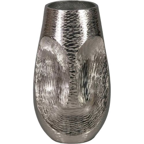Vase Décoratif Visage En Aluminium Finition Argentée Brillante