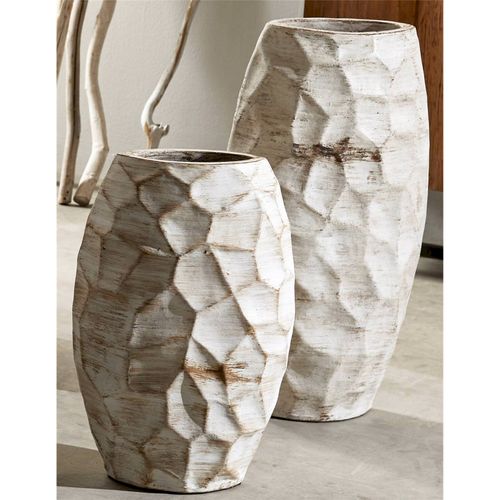 Vasija Terracotta Blanc Vieilli Décoration Élégante Salon