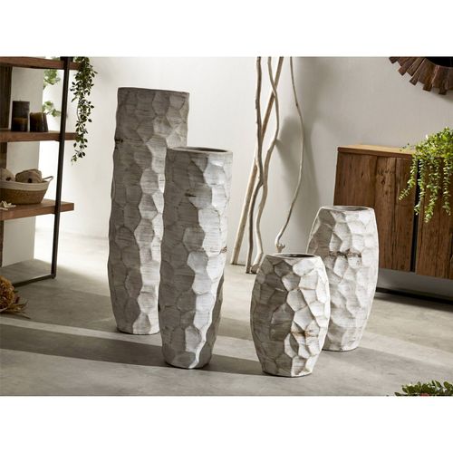 Vasija Terracotta Blanc Vieilli Décoration Élégante Salon