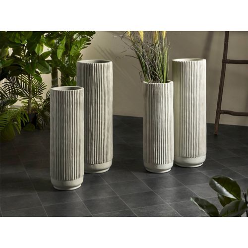 Vase Terracotta Beige Lignes Verticales Décor Contemporain