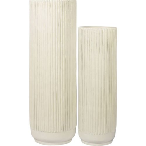 Vase Terracotta Beige Lignes Verticales Décor Contemporain