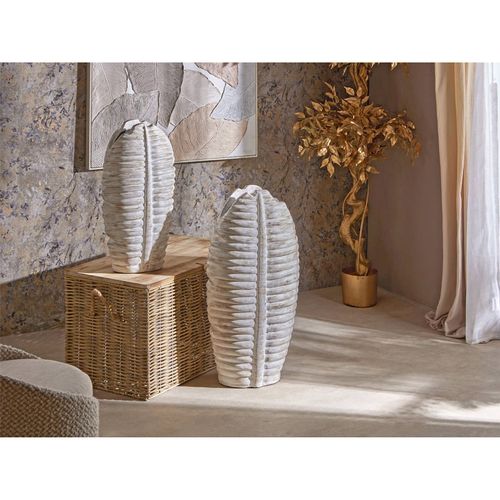 Vase Décoratif Azibo Blanc Effet Vieilli En Fibrocement