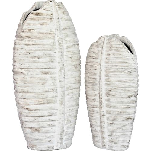 Vase Décoratif Azibo Blanc Effet Vieilli En Fibrocement