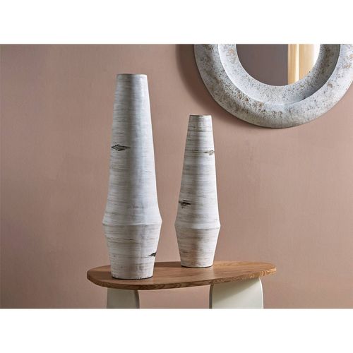 Vase Décoratif En Terracotta Blanc Vieilli Style Artisanal