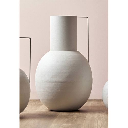 Vase En Métal Blanc Avec Anse Design Contemporain