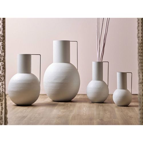 Vase En Métal Blanc Avec Anse Design Contemporain