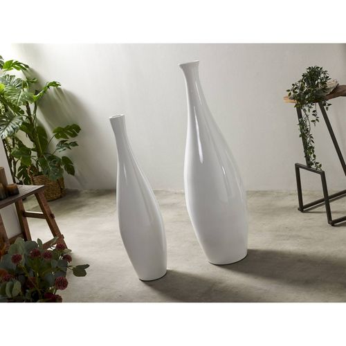 Vase Décoratif Laqué Blanc En Bambou Élégant Et Raffiné