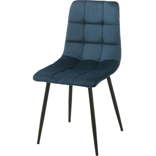 Chaise Velours Bleu Élégante Pieds Métal Style Contemporain