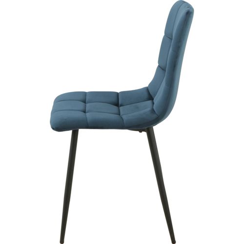 Chaise Velours Bleu Élégante Pieds Métal Style Contemporain