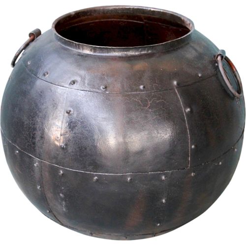 Pot Décoratif En Métal Noir Style Industriel Élégant