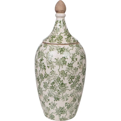 Vase Décoratif En Porcelaine Beige Vert Style Raffiné