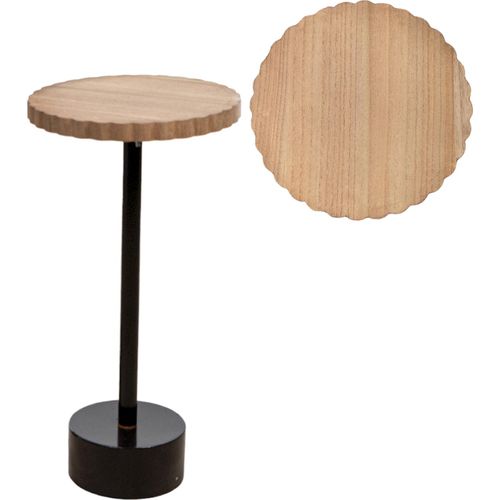 Table D Appoint Ronde Bois Naturel Et Pied Métal Noir Élégant