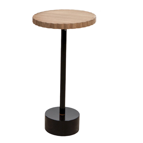Table D Appoint Ronde Bois Naturel Et Pied Métal Noir Élégant