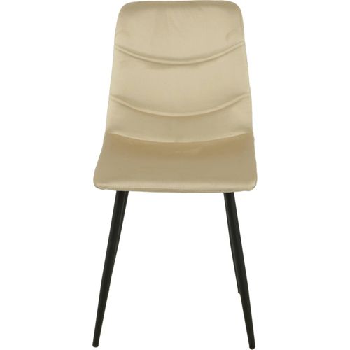 Chaise En Velours Beige Pieds Métal Design Élégant Salon
