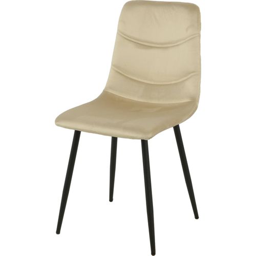 Chaise En Velours Beige Pieds Métal Design Élégant Salon