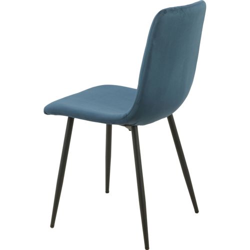 Chaise Velours Bleu Élégante Pieds Métal Pour Salon Moderne