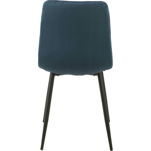 Chaise Velours Bleu Élégante Pieds Métal Pour Salon Moderne