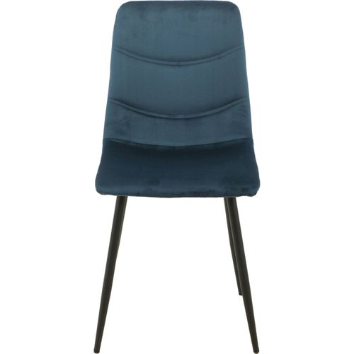 Chaise Velours Bleu Élégante Pieds Métal Pour Salon Moderne