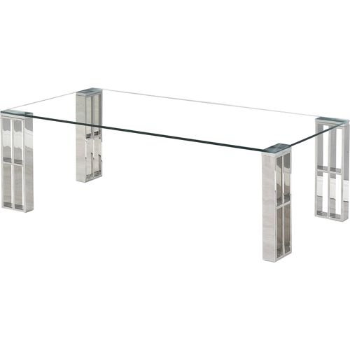 Table Console En Inox Et Verre Trempé Design Argenté