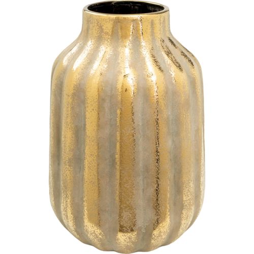 Vase En Porcelaine Dorée Rayée Pour Décoration Élégante