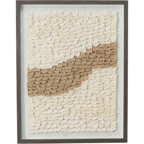 Tableau Décoratif En Fibre Naturelle Beige Avec Verre Élégant - 54 X 69 Cm
