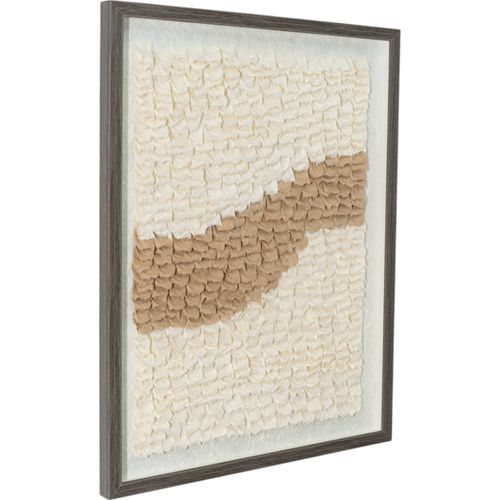 Tableau Décoratif En Fibre Naturelle Beige Avec Verre Élégant - 54 X 69 Cm