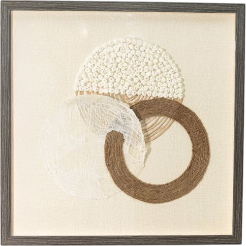 Tableau Décoratif Fibre Naturelle Et Verre Esprit Artisanal Beige - 50 X 50 Cm