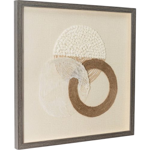 Tableau Décoratif Fibre Naturelle Et Verre Esprit Artisanal Beige - 50 X 50 Cm