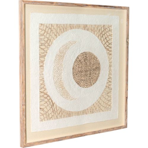 Tableau Décoratif Fibre Naturelle Et Verre Ambiance Zen - 80 X 80 Cm