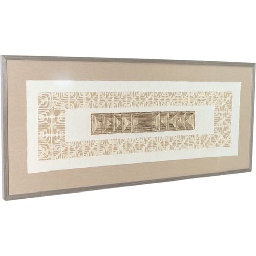 Tableau Décoratif En Fibre Naturelle Et Verre Beige Élégant - 140 X 60 Cm