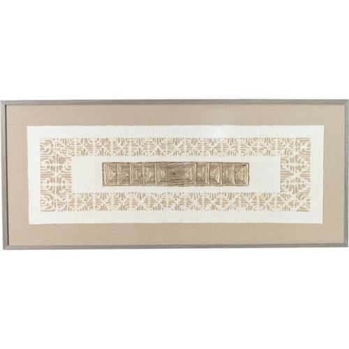 Tableau Décoratif En Fibre Naturelle Et Verre Beige Élégant - 140 X 60 Cm