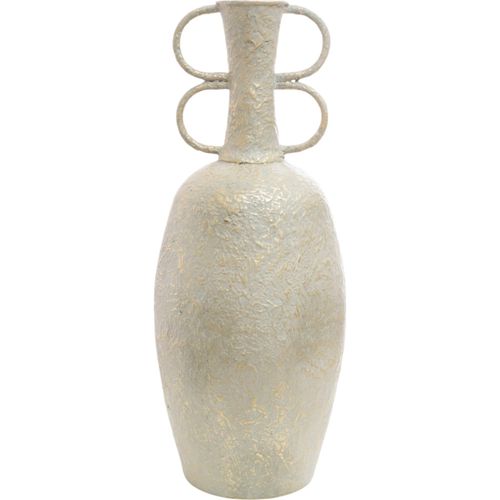 Vase Décoratif Métal Blanc Et Doré Style Contemporain