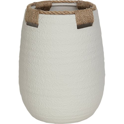 Vase Décoratif En Céramique Blanc Avec Corde Naturelle