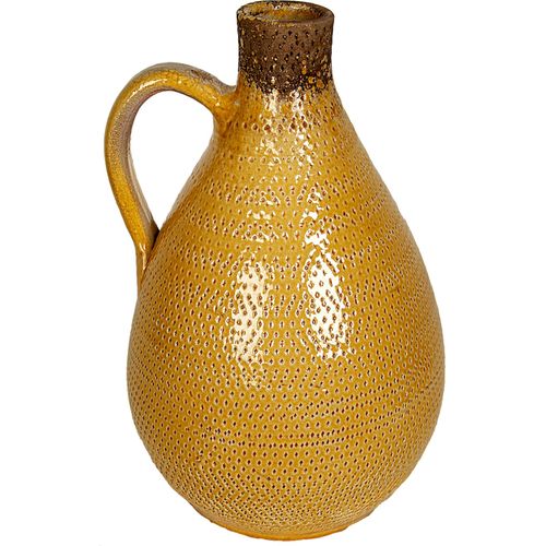 Vase En Céramique Moutarde Avec Anse Style Artisanal