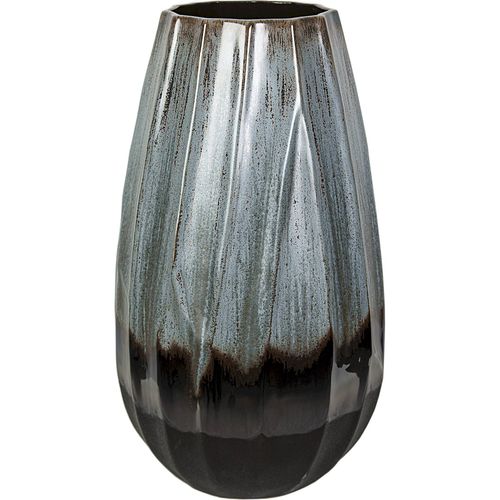 Vase Céramique Ondulé Bleu Et Noir Design Contemporain